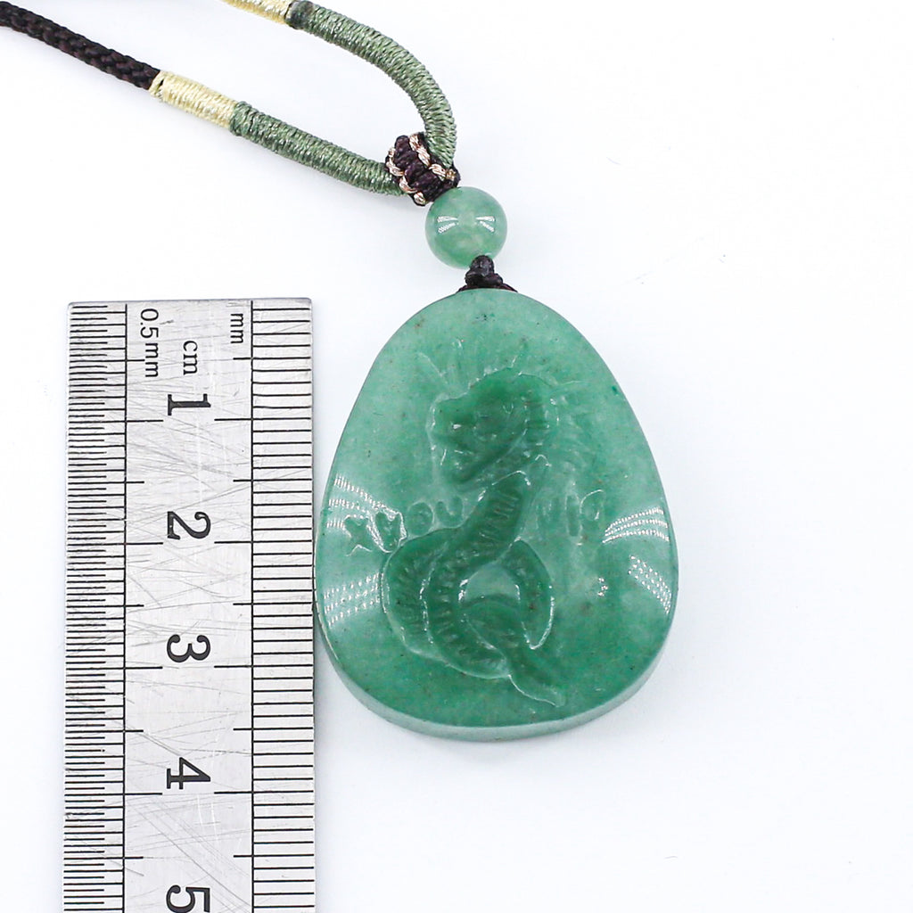 Chnoubis Jade Pendant (with cord)  green aventurine and Hetian yellow-mouth jade