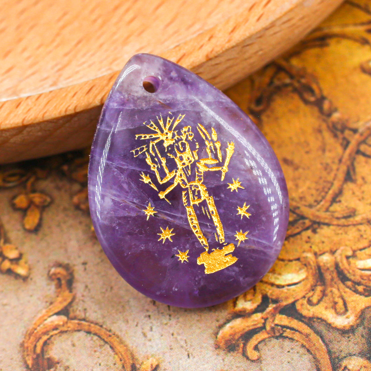 Hecate Teardrop Pendant(red jasper, amethyst, red carnelian)