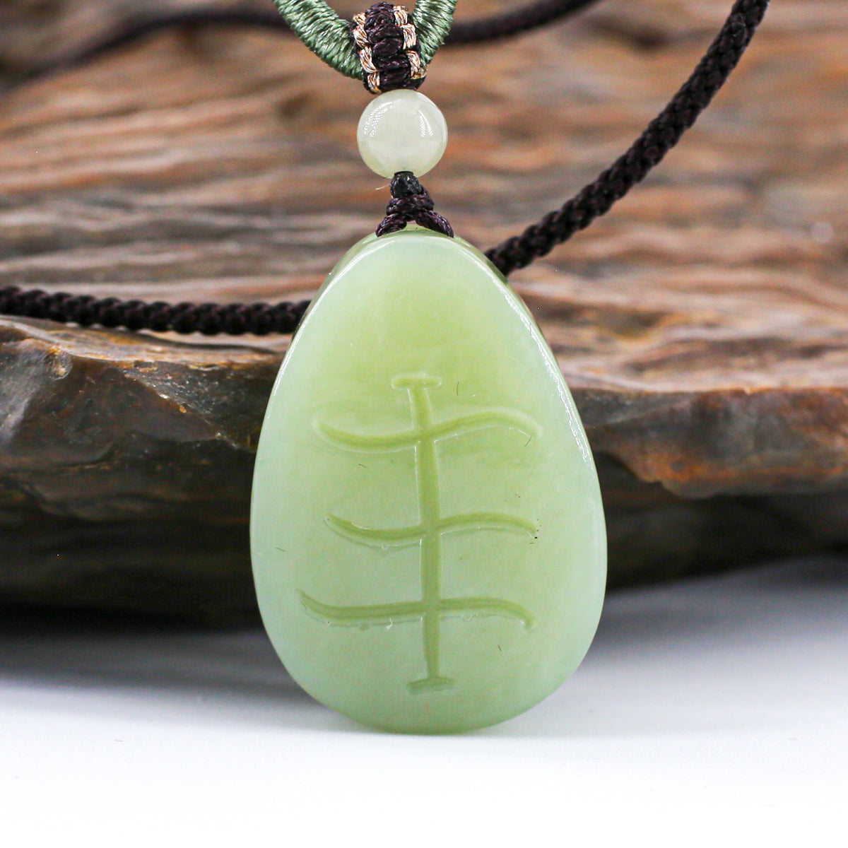 Chnoubis Jade Pendant (with cord)  green aventurine and Hetian yellow-mouth jade