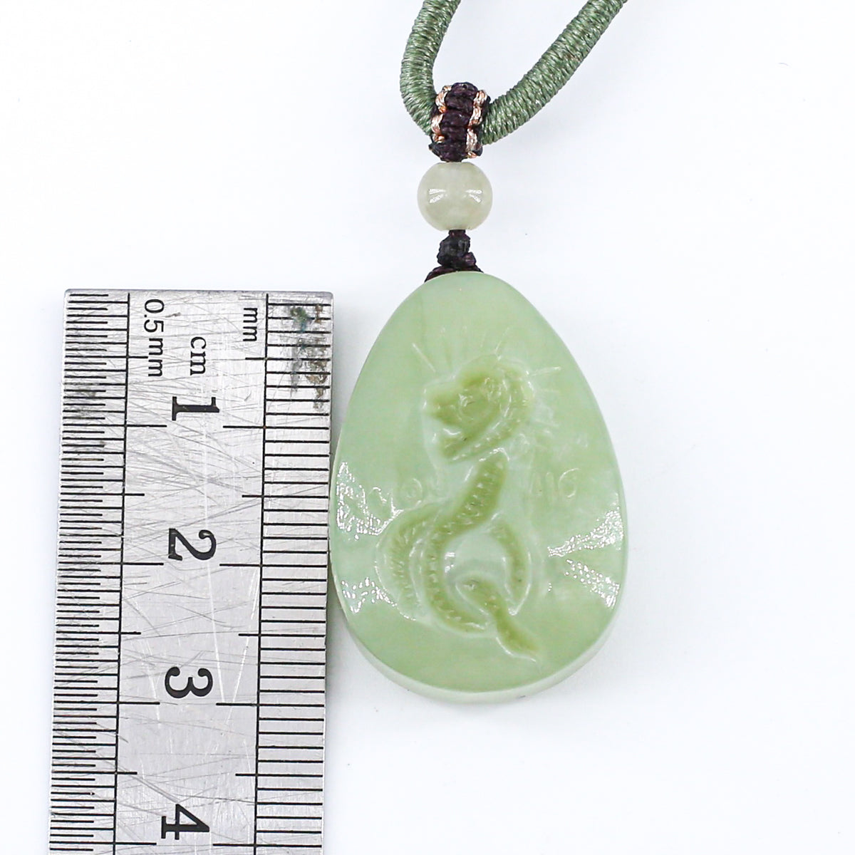 Chnoubis Jade Pendant (with cord)  green aventurine and Hetian yellow-mouth jade