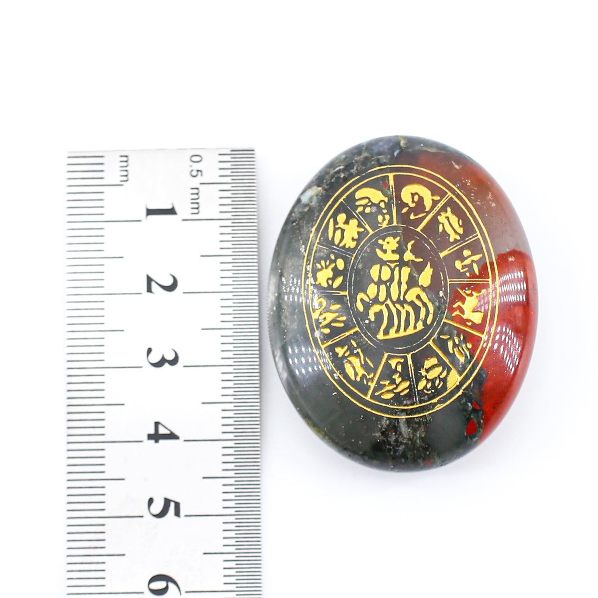Helios, Zodiac Cycle Palm Stone（African Bloodstone） 6cm/4.5cm