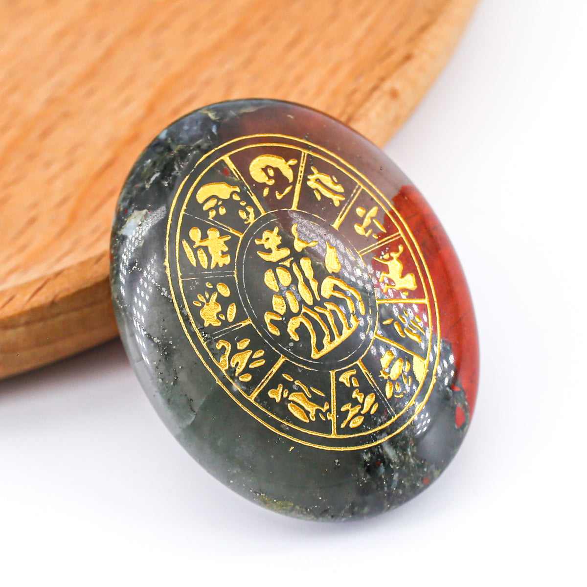 Helios, Zodiac Cycle Palm Stone（African Bloodstone） 6cm/4.5cm