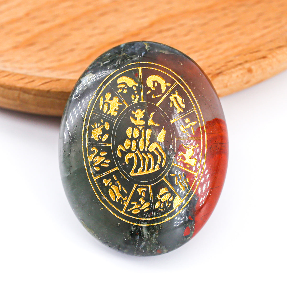 Helios, Zodiac Cycle Palm Stone（African Bloodstone） 6cm/4.5cm