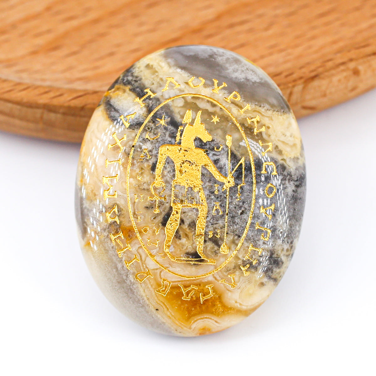 Anubis’s/ Seth's Sacred Palm Stone （crazy agate） 4.5cm