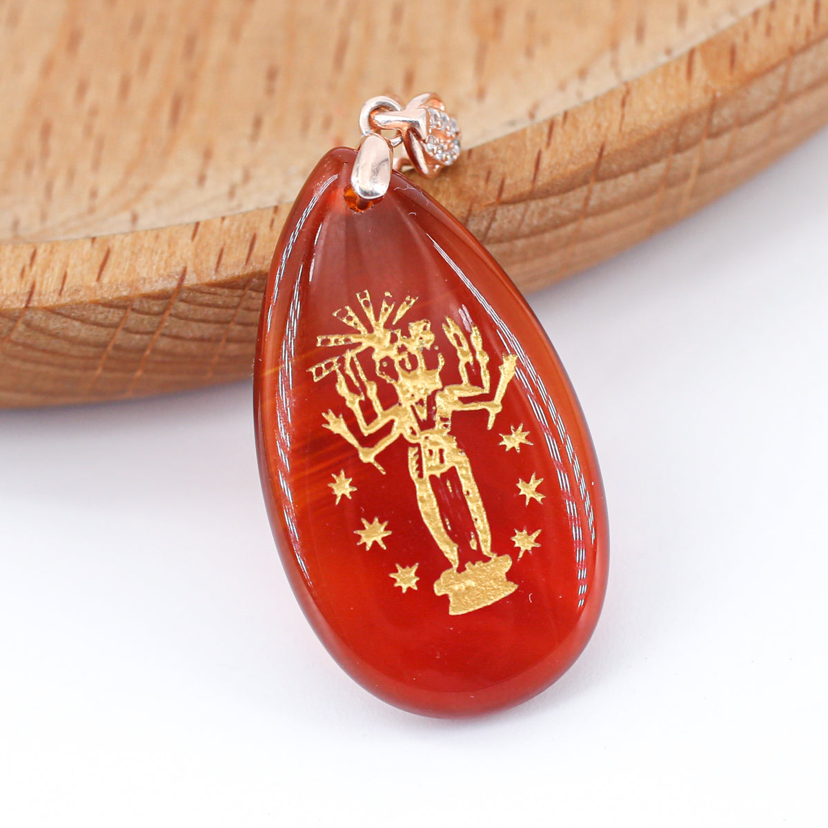 Hecate Teardrop Pendant(red jasper, amethyst, red carnelian)