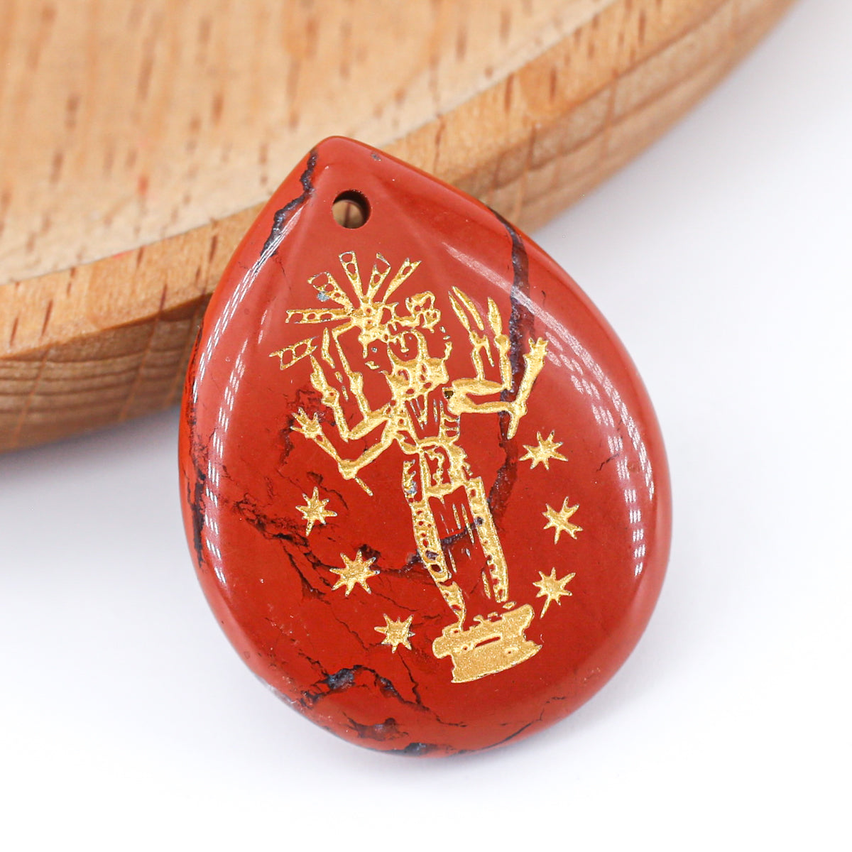 Hecate Teardrop Pendant(red jasper, amethyst, red carnelian)